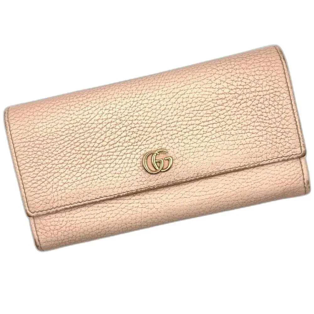 Gucci Beige Leather Interlocking G / GG Continental Wallet Authentic